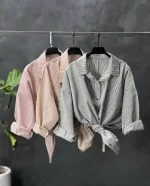 شومیز زنانه گره ای راه راه آویزان دخترانه