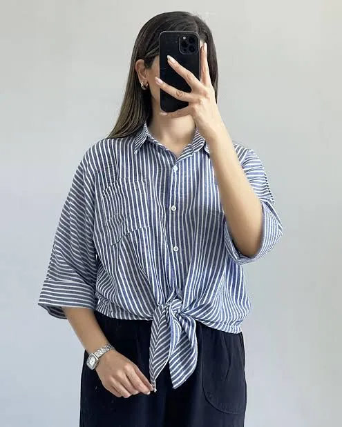 شومیز زنانه گره ای راه راه 1 شومیز زنانه گره ای راه راه