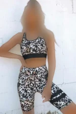 ست شلوارک و نیم تنه ورزشی زنانه طرح پلنگی