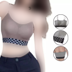 نیم تنه ورزشی دخترانه لیزری مدل پایین شطرنجی کاپ دار