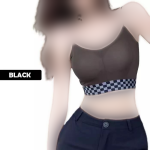 نیم تنه ورزشی دخترانه لیزری مدل پایین شطرنجی کاپ دار