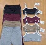ست نیم تنه کاپ دار و لگ چاک دار دمپا اسپندکس