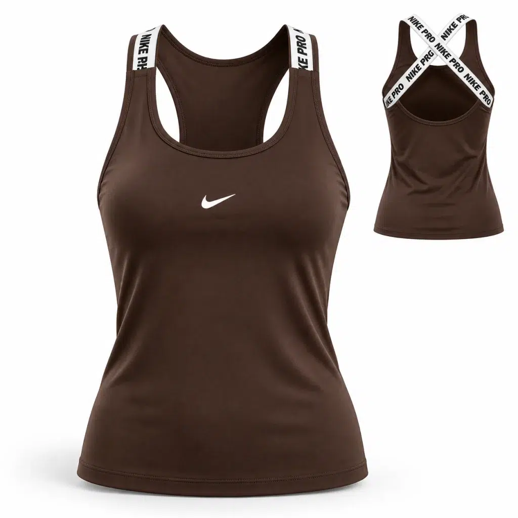 تاپ ورزشی زنانه نایک پرو Nike Pro کد 326 قهوه ای ضمینه سفید