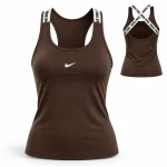 تاپ ورزشی زنانه نایک پرو Nike Pro کد 326 قهوه ای ضمینه سفید