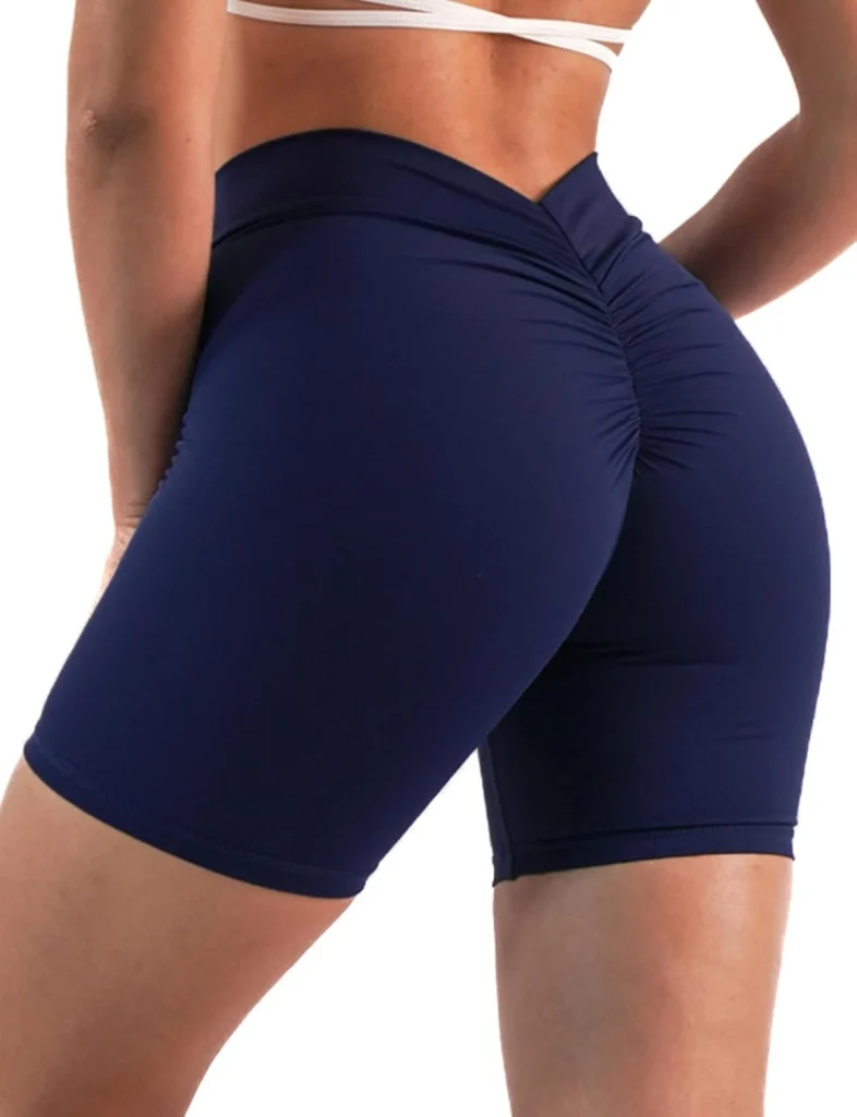 شورتک ورزشی زنانه پشت هفتی چین دار اسپندکس 7 شورتک ورزشی زنانه پشت هفتی