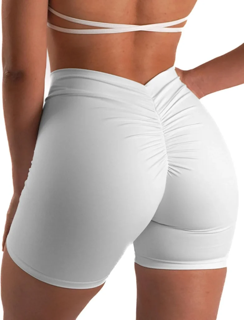 شورتک ورزشی زنانه پشت هفتی چین دار اسپندکس 4 شورتک ورزشی زنانه پشت هفتی
