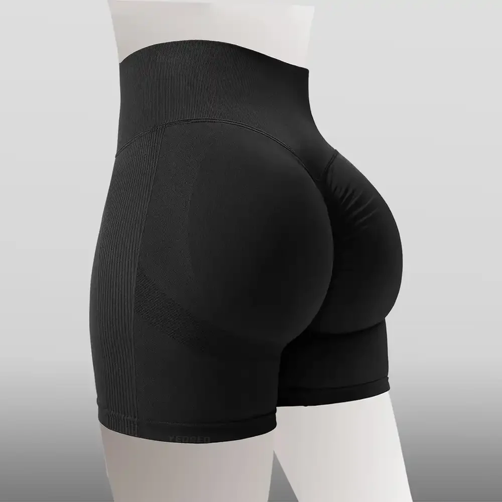 شورتک سیملس پشت چین زنانه تک رنگ مشکی